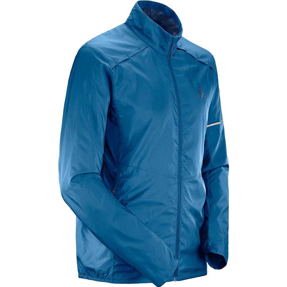 Men's Salomon AGILE WIND JKT M Midlayers Blue | HQEANM-624