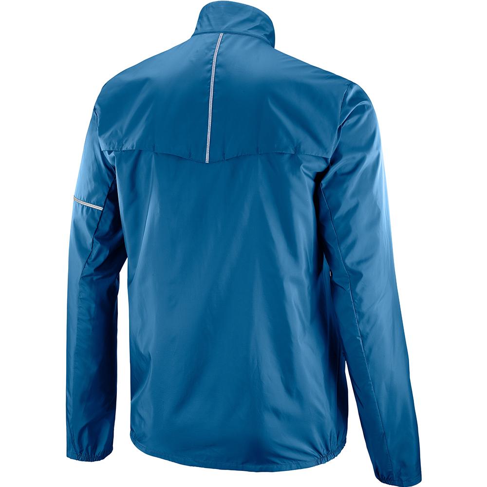 Men's Salomon AGILE WIND JKT M Midlayers Blue | HQEANM-624