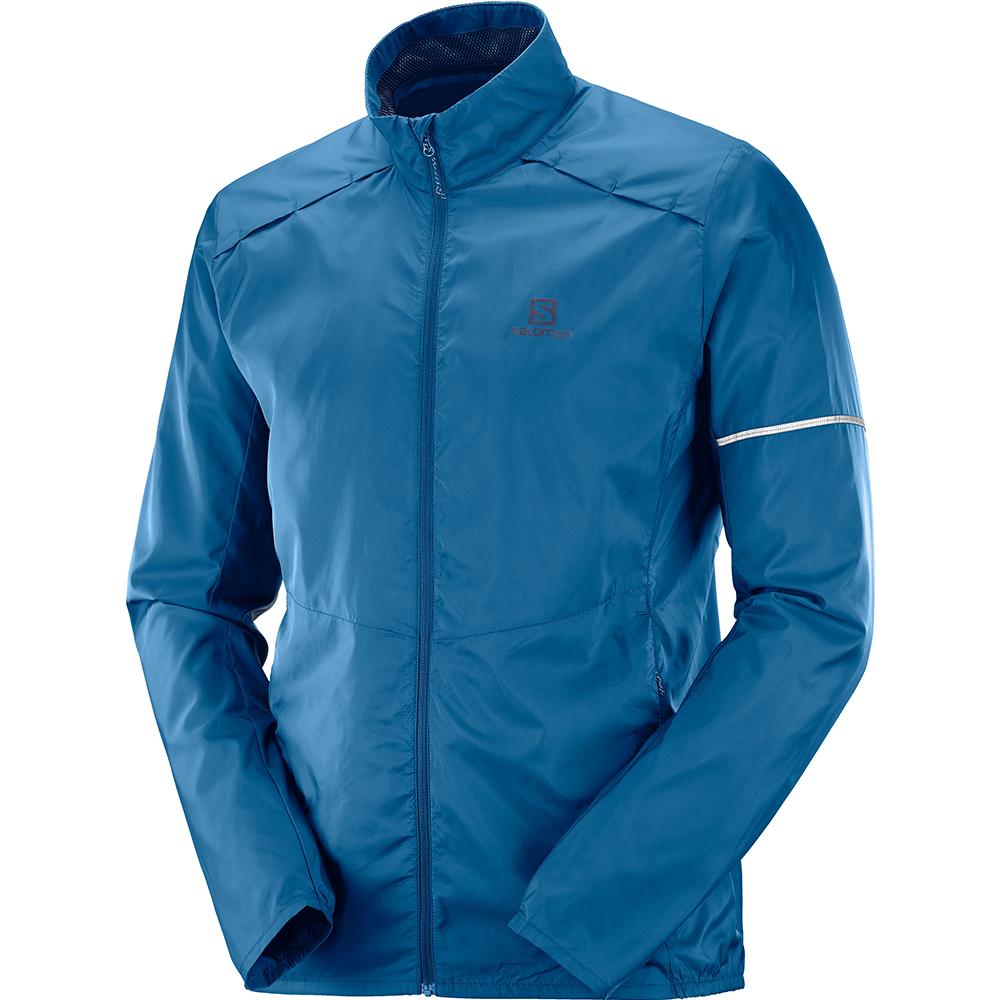 Men\'s Salomon AGILE WIND JKT M Midlayers Blue | HQEANM-624