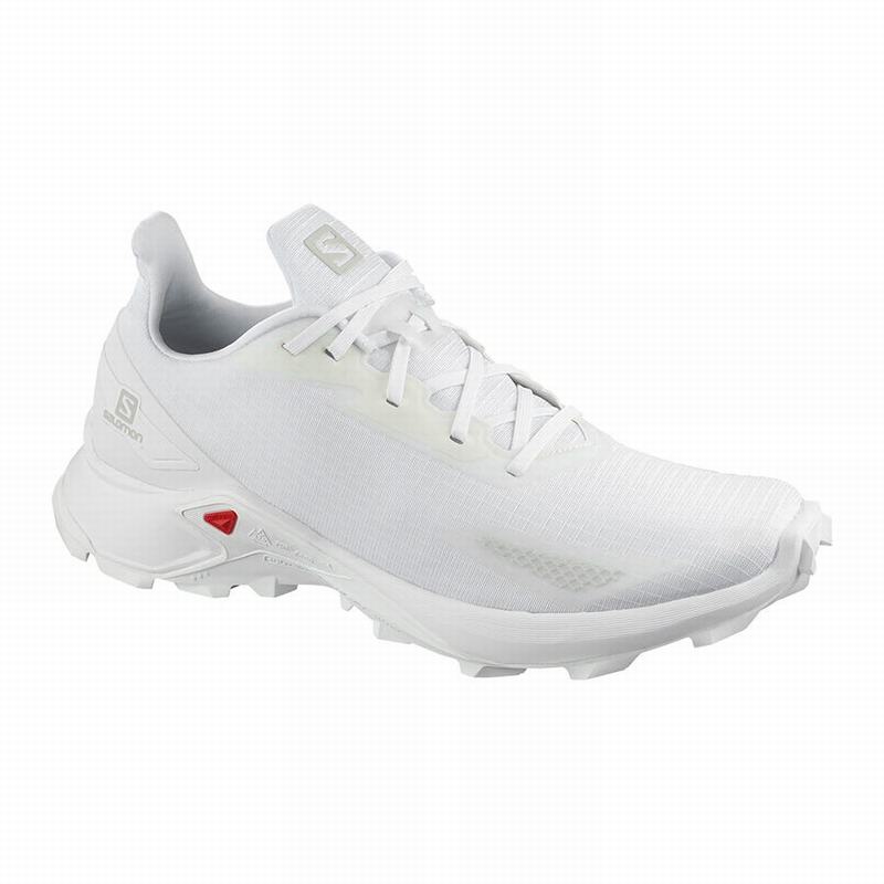 Men\'s Salomon ALPHACROSS BLAST Trail Running Shoes White | VKJUCW-047