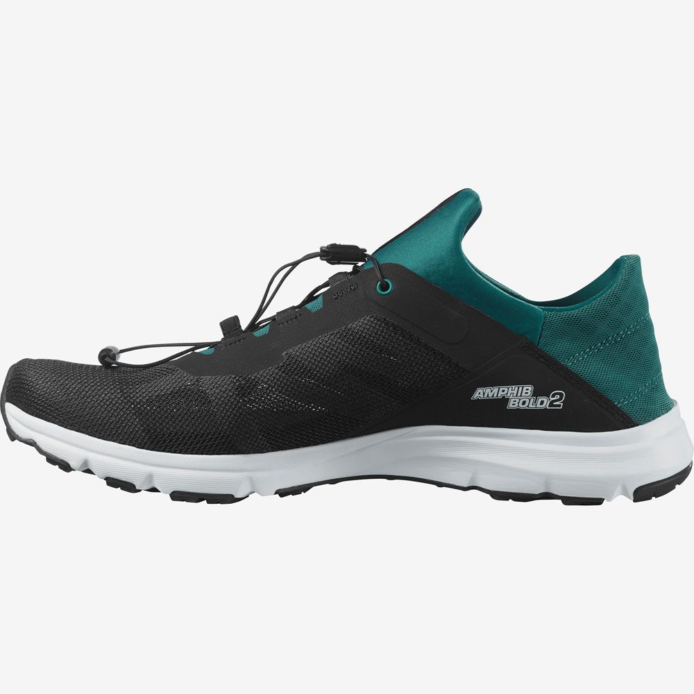 Men\'s Salomon AMPHIB BOLD 2 Water Shoes Black / Green | APNLTV-768