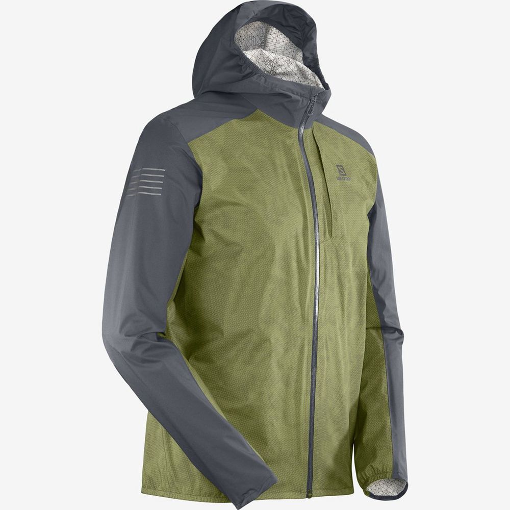 Men's Salomon BONATTI WATERPROOF Jackets Blue | RCSEBV-364