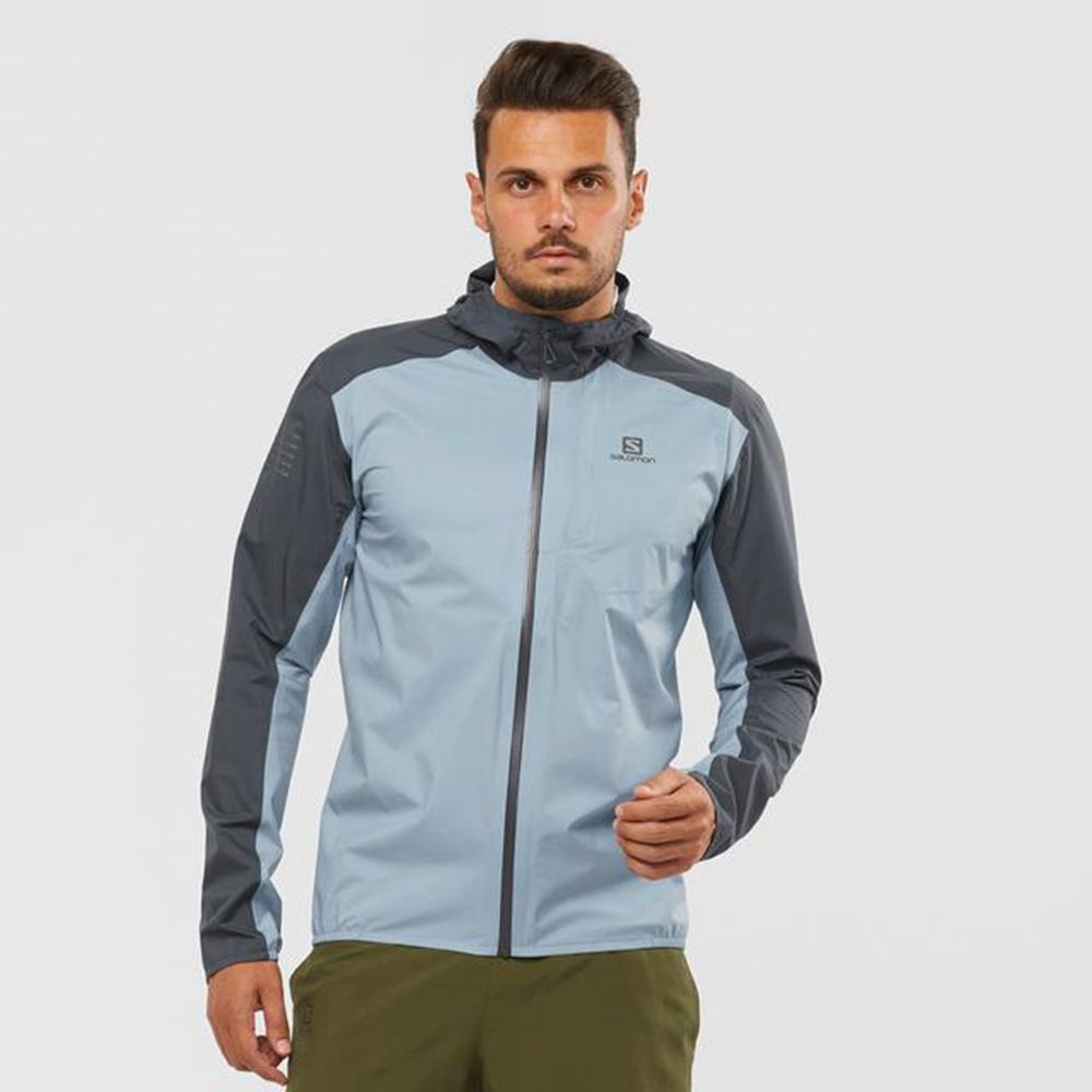 Men's Salomon BONATTI WATERPROOF Jackets Blue | RCSEBV-364