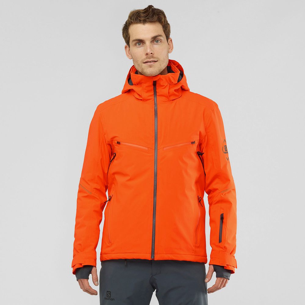 Men\'s Salomon BRILLIANT Ski Jackets Red | PTSNVK-981