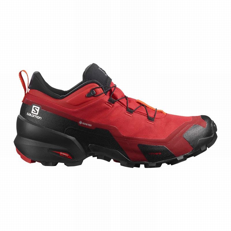 Men\'s Salomon CROSS HIKE GORE-TEX Hiking Shoes Black / Red Orange | BPWSZV-904