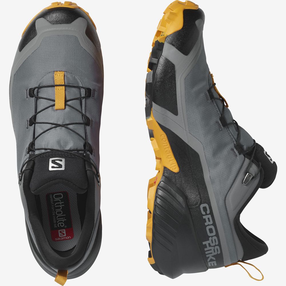 Men's Salomon CROSS HIKE GORE-TEX Hiking Shoes Grey | ROZTNH-587