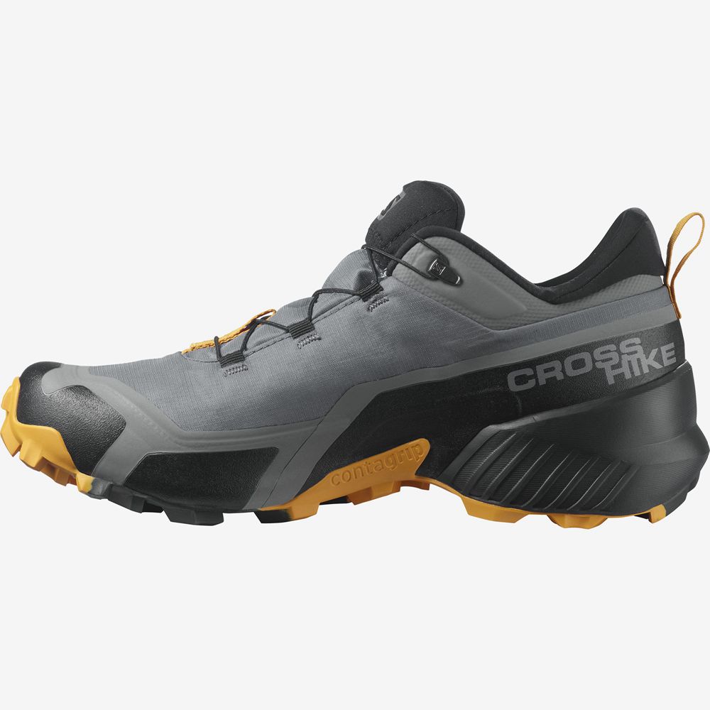 Men\'s Salomon CROSS HIKE GORE-TEX Hiking Shoes Grey | ROZTNH-587