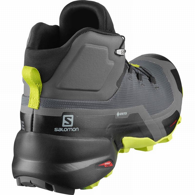 Men's Salomon CROSS HIKE MID GORE-TEX Hiking Boots Black / Light Green | VIJLQS-459