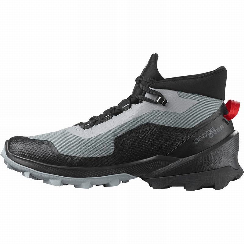 Men's Salomon CROSS OVER CHUKKA GORE-TEX Hiking Shoes Grey / Black | ABWCOT-253