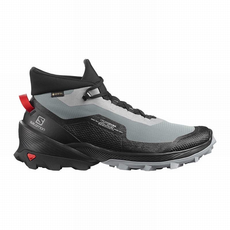 Men\'s Salomon CROSS OVER CHUKKA GORE-TEX Hiking Shoes Grey / Black | ABWCOT-253
