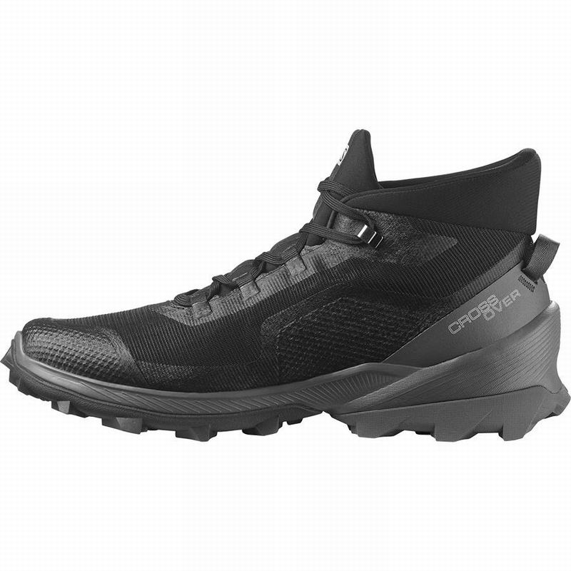 Men's Salomon CROSS OVER CHUKKA GORE-TEX Hiking Shoes Black | PVHSWY-439
