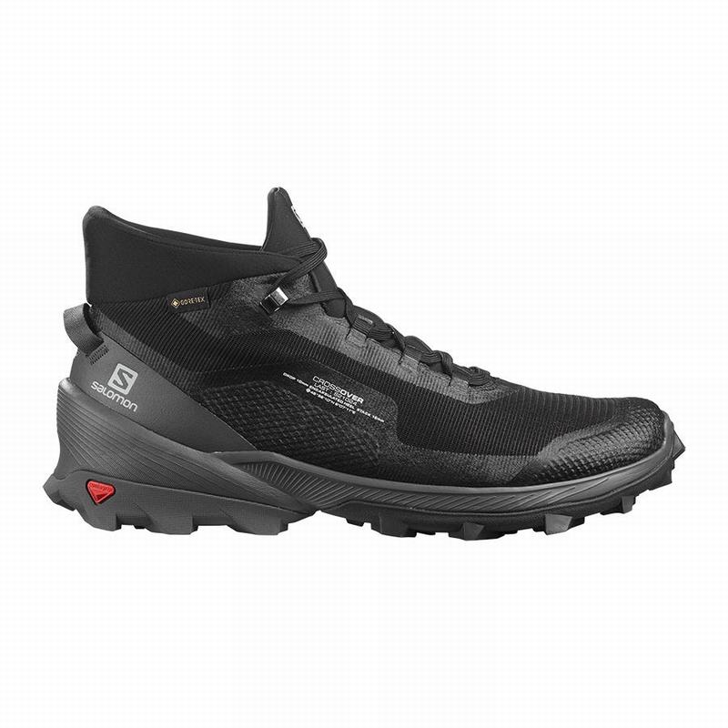 Men\'s Salomon CROSS OVER CHUKKA GORE-TEX Hiking Shoes Black | PVHSWY-439
