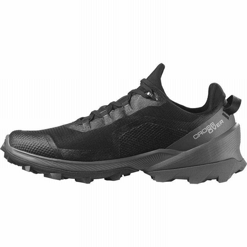 Men's Salomon CROSS OVER GORE-TEX Hiking Shoes Black | OZWCLH-105
