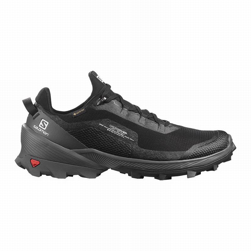 Men\'s Salomon CROSS OVER GORE-TEX Hiking Shoes Black | OZWCLH-105