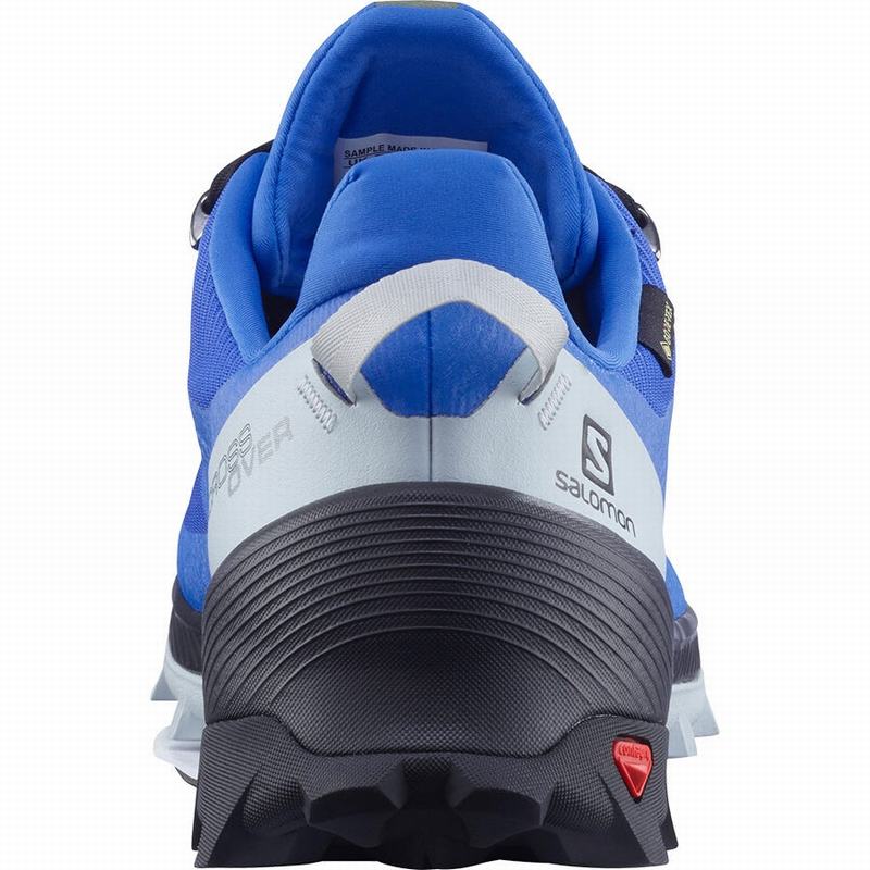 Men's Salomon CROSS OVER GORE-TEX Hiking Shoes Blue / Black | ZCDGIK-719