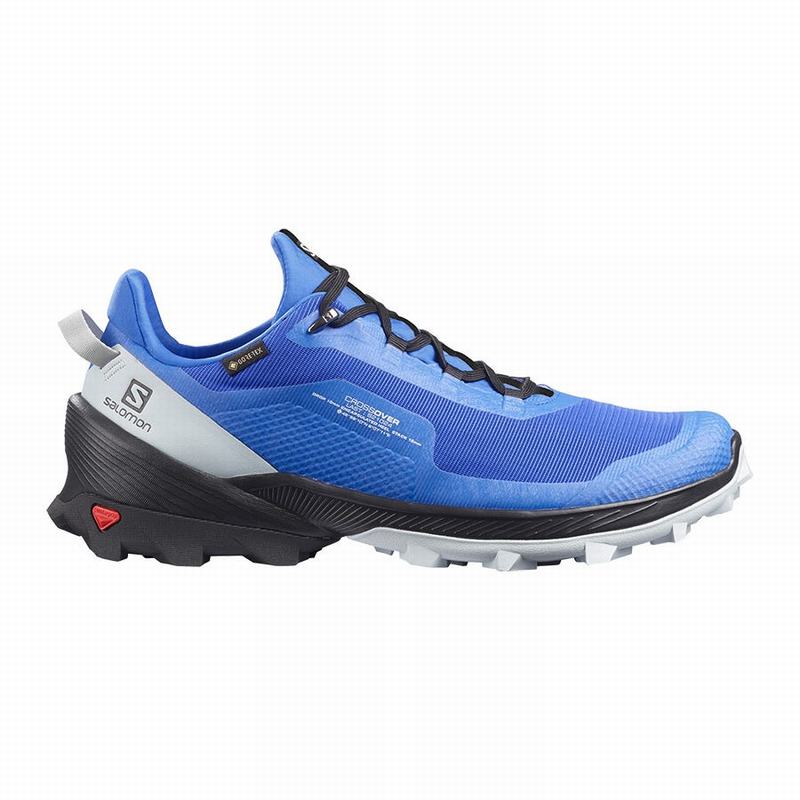 Men\'s Salomon CROSS OVER GORE-TEX Hiking Shoes Blue / Black | ZCDGIK-719