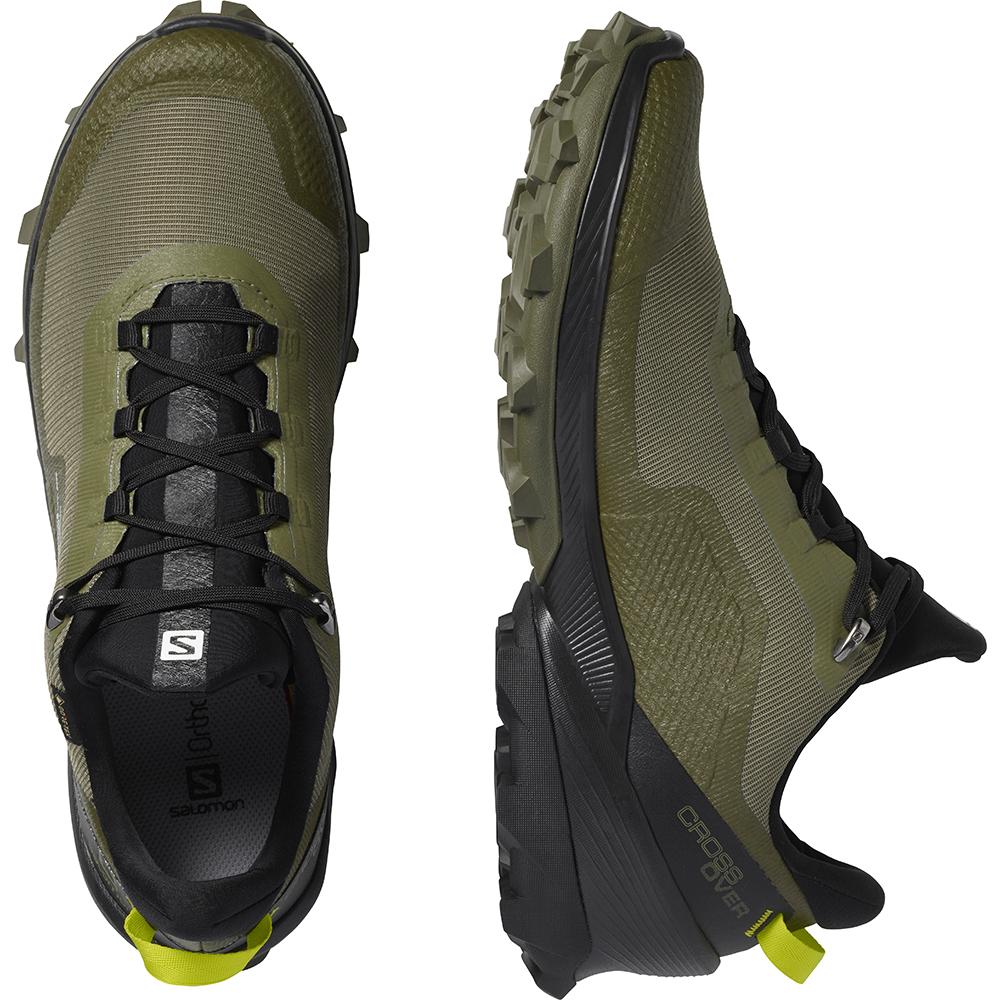 Men's Salomon CROSS OVER GORE-TEX Running Shoes Deep Green | IGQTWO-052