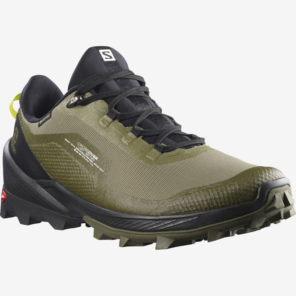 Men's Salomon CROSS OVER GTX Hiking Shoes Green | ZYGLEO-928