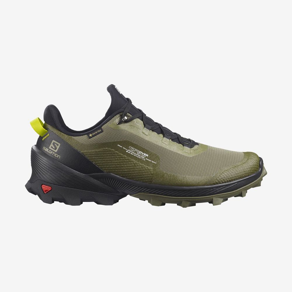 Men\'s Salomon CROSS OVER GTX Hiking Shoes Green | ZYGLEO-928