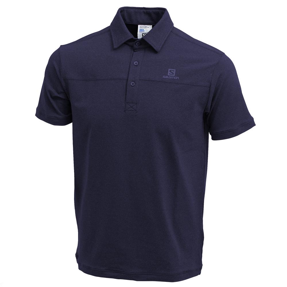 Men's Salomon CUSTOM SS POLO M Polo Black | GBEANY-518