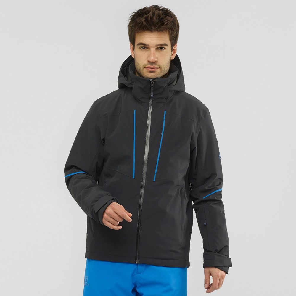 Men\'s Salomon EDGE Ski Jackets Black | CJHWDS-392