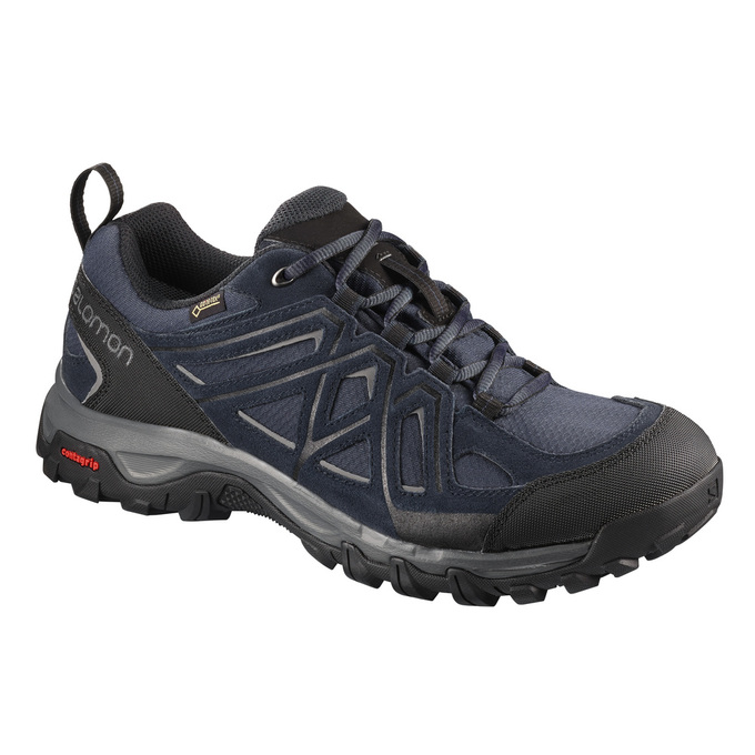 Men\'s Salomon EVASION 2 GTX Hiking Shoes Navy / Black | MKCENP-401
