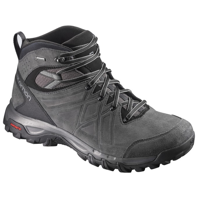 Men\'s Salomon EVASION 2 MID LTR GTX Hiking Shoes Black | QZBMXF-905