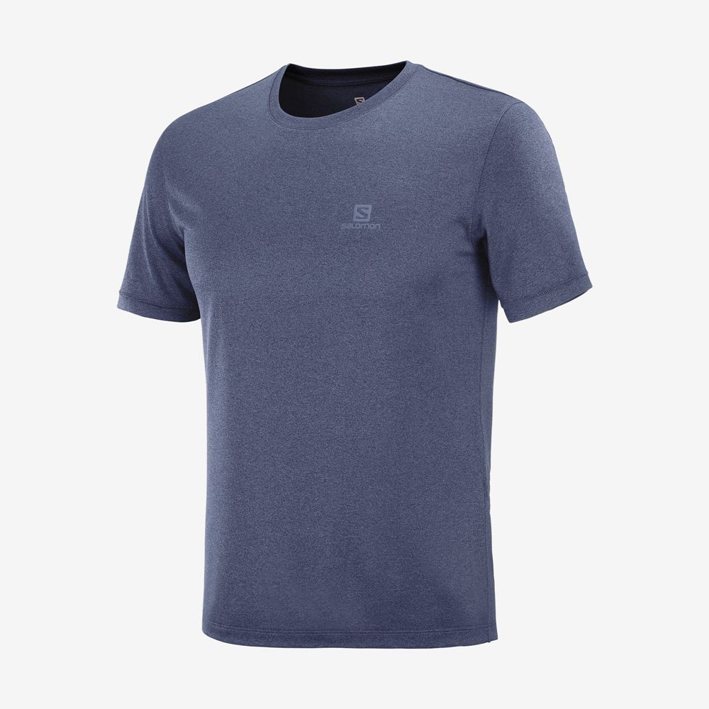 Men's Salomon EXPLORE M Short Sleeve T Shirts Navy | ADQRPC-943