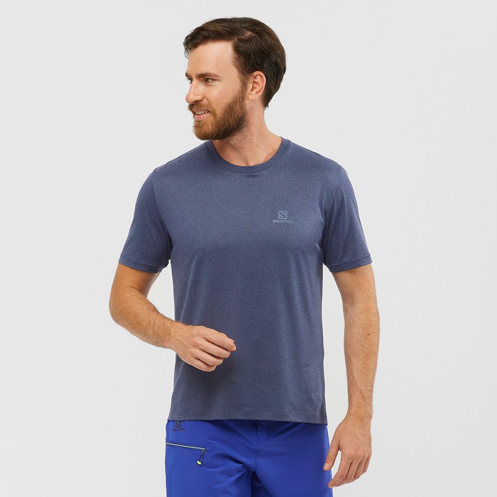 Men\'s Salomon EXPLORE M Short Sleeve T Shirts Navy | ADQRPC-943