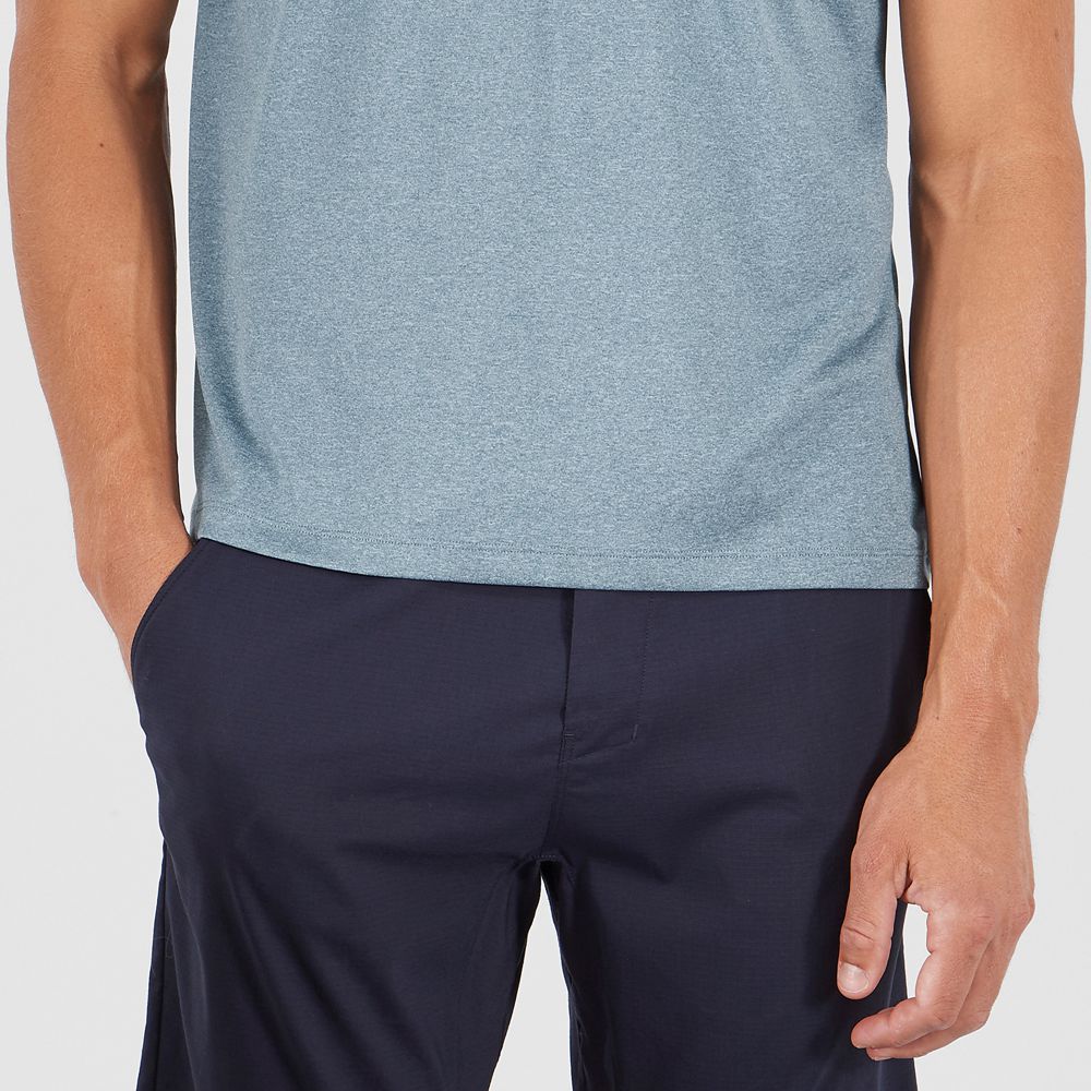 Men's Salomon EXPLORE M Short Sleeve T Shirts Blue | SIVDCX-390