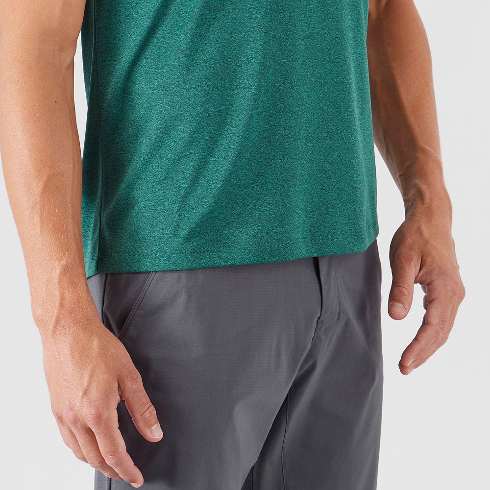 Men's Salomon EXPLORE M Short Sleeve T Shirts Green | YPMARZ-438