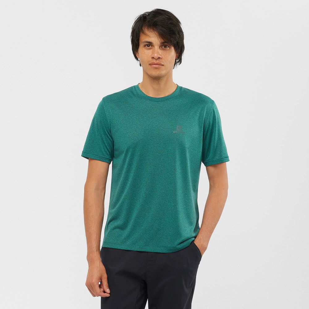 Men\'s Salomon EXPLORE M Short Sleeve T Shirts Green | YPMARZ-438