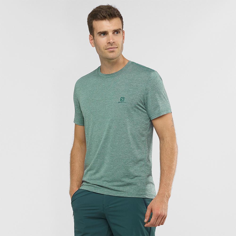 Men's Salomon EXPLORE PIQUE SS M T Shirts Green | LPXCQT-607