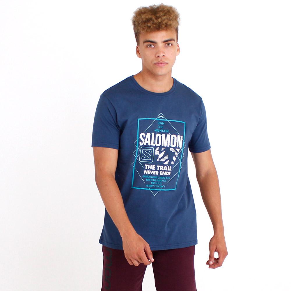 Men's Salomon FORT SS M T Shirts Dark Denim | YLMAFE-574