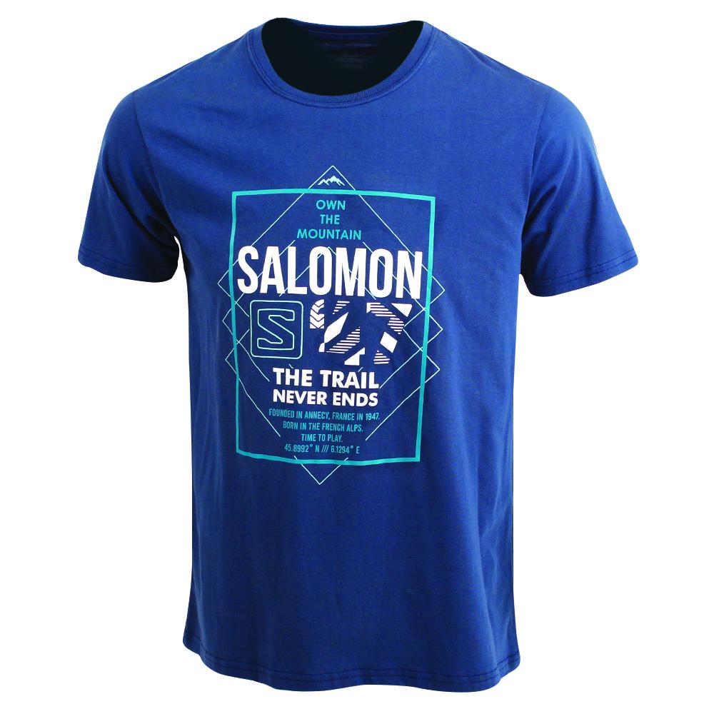 Men\'s Salomon FORT SS M T Shirts Dark Denim | YLMAFE-574