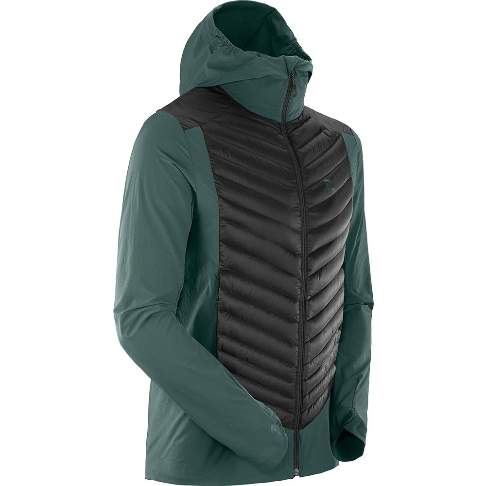 Men's Salomon HALOES DOWN HYBRID M Jackets Green | OAIDGE-375