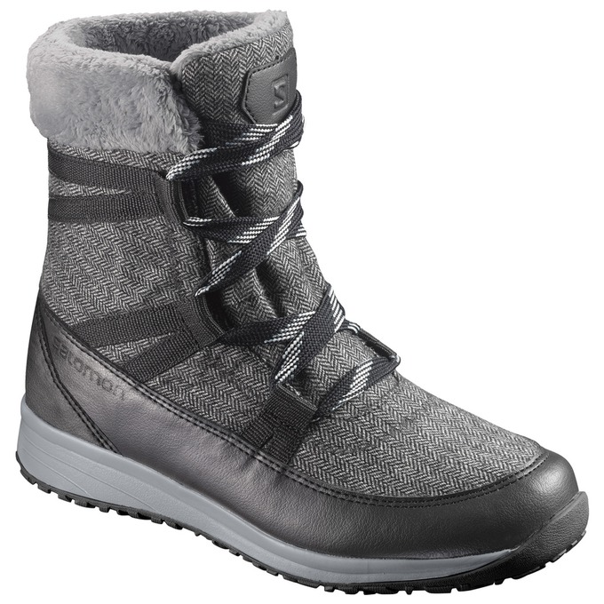 Men\'s Salomon HEIKA CS WP Winter Boots Grey / Black | FBACNV-740