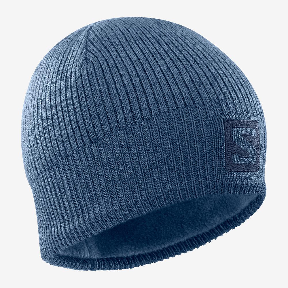 Men\'s Salomon LOGO Hats Navy | XRHPKO-653