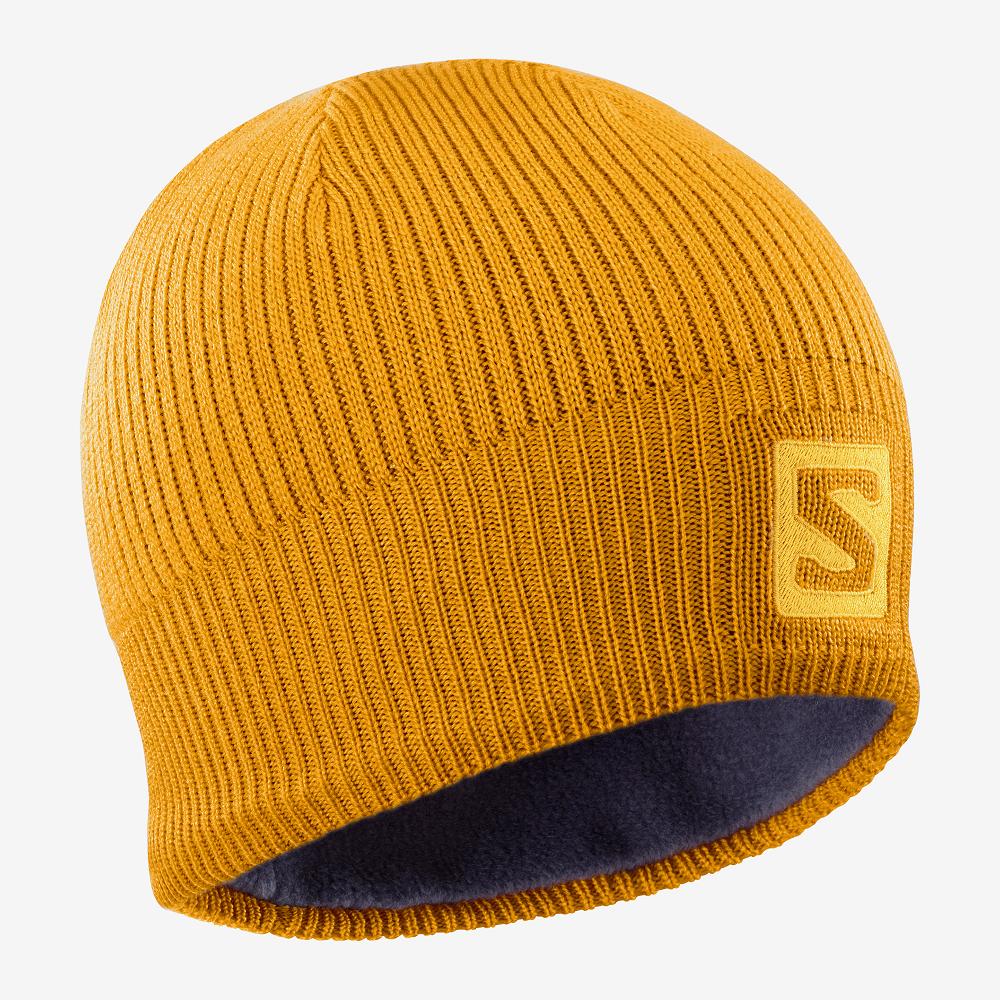 Men's Salomon LOGO Hats Yellow | JCUZNM-012