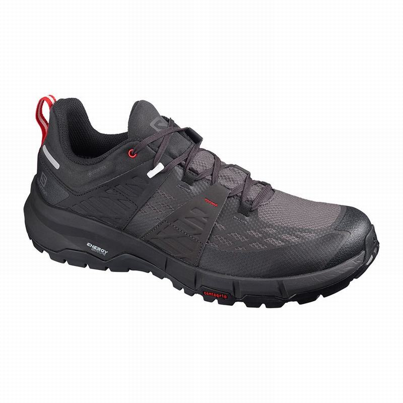 Men\'s Salomon ODYSSEY GTX Hiking Shoes Black / Red | GZNRAY-042
