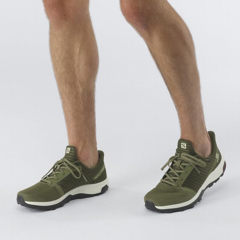 Men's Salomon OUTBOUND PRISM GORE-TEX Hiking Shoes Deep Green / Olive | HQGRFS-130