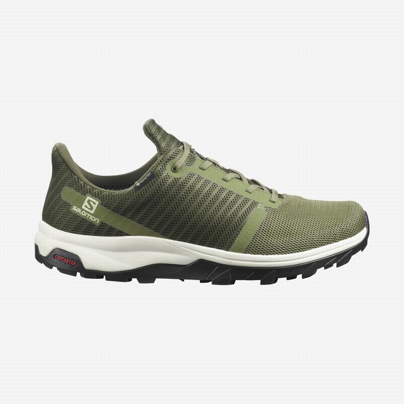 Men\'s Salomon OUTBOUND PRISM GORE-TEX Hiking Shoes Deep Green / Olive | HQGRFS-130