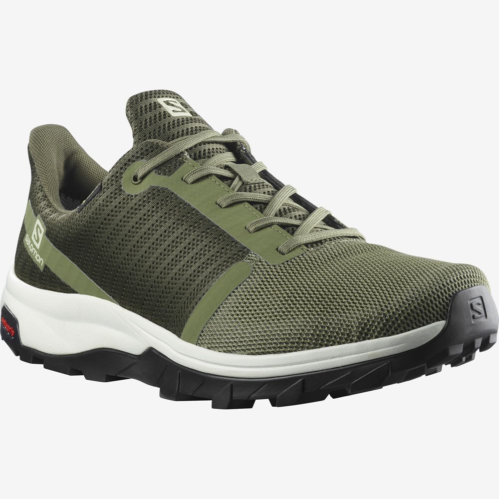 Men's Salomon OUTBOUND PRISM GORE-TEX Hiking Shoes Olive Green | XBLEWT-658