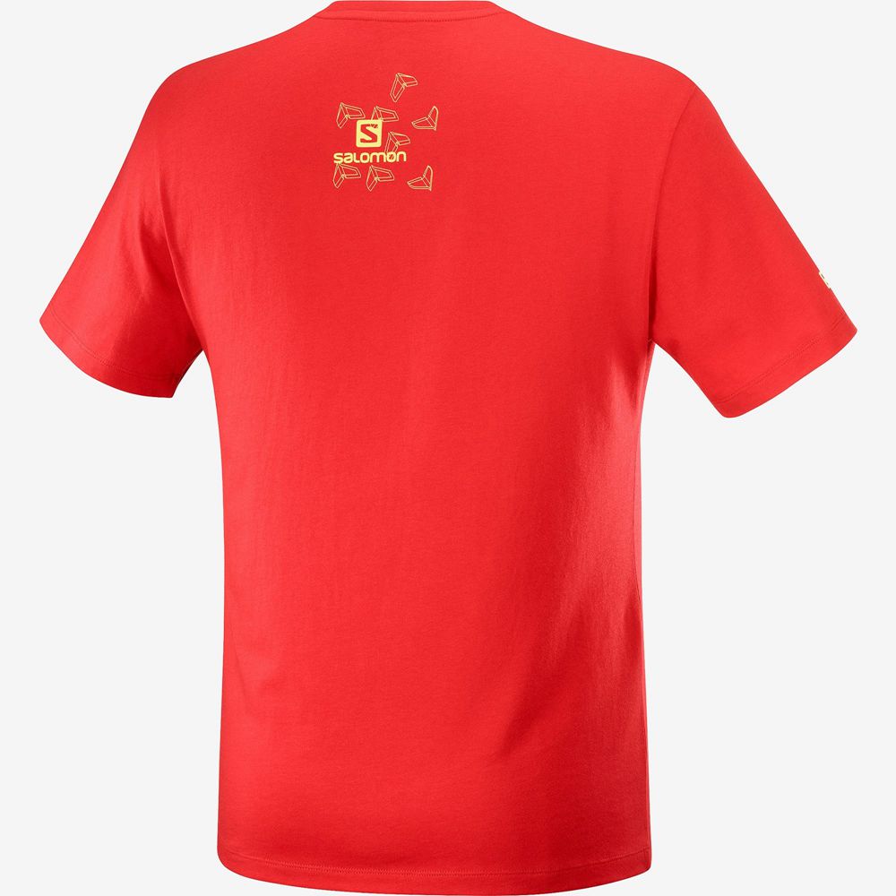 Men's Salomon OUTLIFE GRAPHIC BLUEPRINT SS M Short Sleeve T Shirts Red | LQNHJS-560