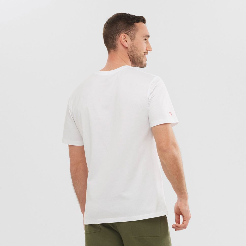 Men's Salomon OUTLIFE GRAPHIC DISRUPTED LOGO SS M Short Sleeve T Shirts White | GFEMIO-854
