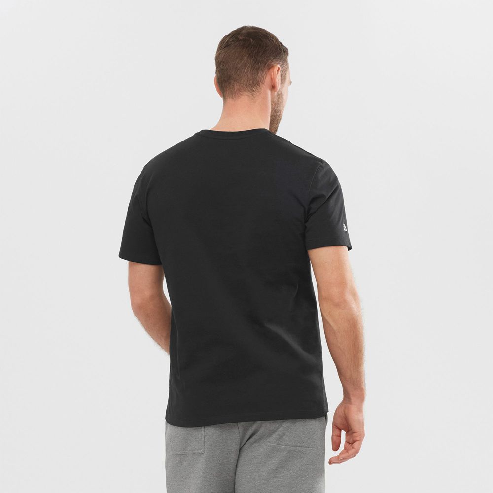 Men's Salomon OUTLIFE GRAPHIC DISRUPTED LOGO SS M Short Sleeve T Shirts Black | MEVHRG-428