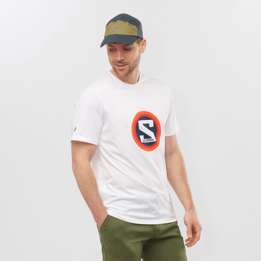 Men\'s Salomon OUTLIFE GRAPHIC HERITAGE SS M Short Sleeve T Shirts White | ANISQB-398