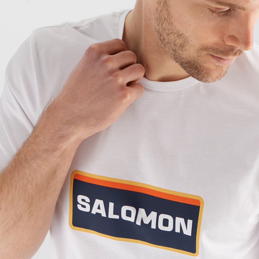 Men's Salomon OUTLIFE GRAPHIC HERITAGE SS M Short Sleeve T Shirts White | FGWKEP-514