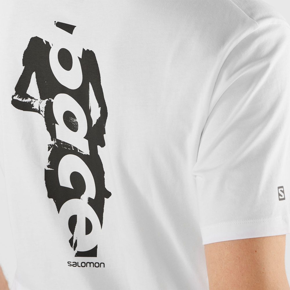 Men's Salomon OUTLIFE GRAPHIC PACE SS M Short Sleeve T Shirts White | GEHIAQ-512