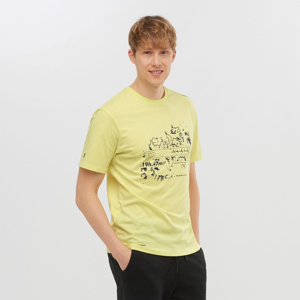 Men's Salomon OUTLIFE GRAPHIC SALOMONOTONE SS M Short Sleeve T Shirts Yellow | LJPRIA-560